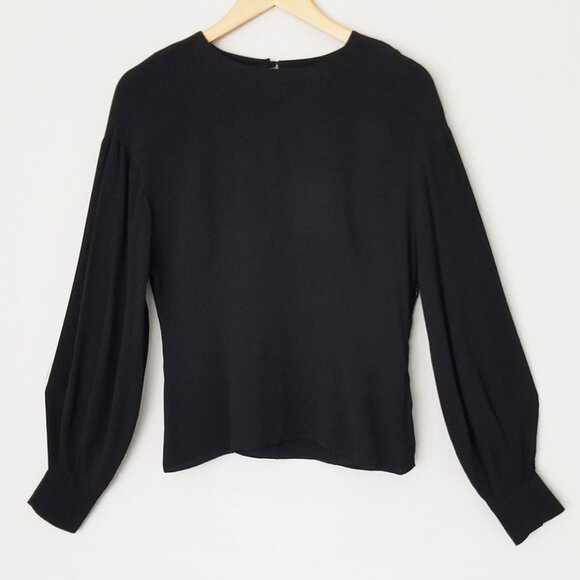 NEW & Other Stories Oversized Sleeve Blouse Black Size 4 Viscose Crepe Classic - Picture 5 of 16